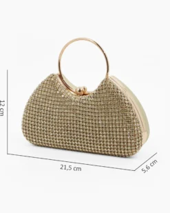 MISS GLOBO - Clutch ad un manico oro con parte frontale in strass, tracolla removibile
