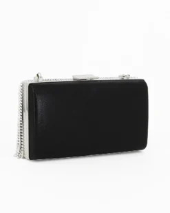 MISS GLOBO - Clutch nera con frange di strass frontali