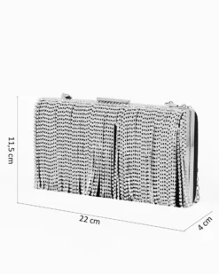 MISS GLOBO - Clutch nera con frange di strass frontali