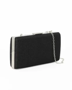 MISS GLOBO- CLUTCH NERA IN LUREX CON  APERTURA IN METALLO