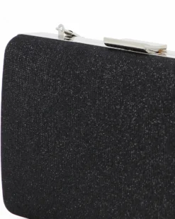 MISS GLOBO- CLUTCH NERA IN LUREX CON  APERTURA IN METALLO