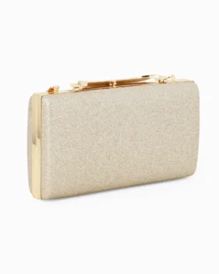 MISS GLOBO - Clutch oro glitterata con chiusura metallica con strass