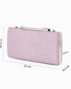 MISS GLOBO - Clutch rosa glitterata con chiusura metallica con strass