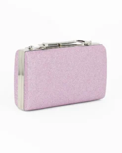 MISS GLOBO - Clutch rosa glitterata con chiusura metallica con strass