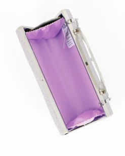 MISS GLOBO - Clutch rosa glitterata con chiusura metallica con strass