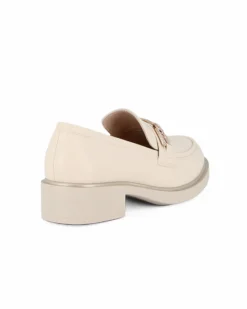 MISS GLOBO - Mocassino beige con morsetto di strass