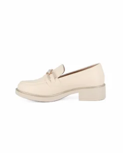 MISS GLOBO - Mocassino beige con morsetto di strass