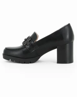 MISS GLOBO - Mocassino nero con sottopiede in memory soft e morsetto, tacco 7CM