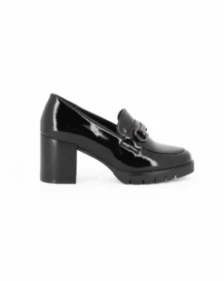 MISS GLOBO - Mocassino nero con moschettone e sottopiede in memory foam