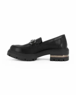 MISS GLOBO - Mocassino nero con morsetto e sottopiede in memory soft