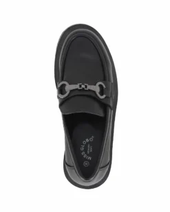 MISS GLOBO - Mocassino nero con morsetto e sottopiede in memory soft