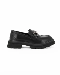 MISS GLOBO - Mocassino nero con morsetto e sottopiede in memory soft