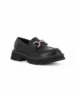MISS GLOBO - Mocassino nero con morsetto e sottopiede in memory soft