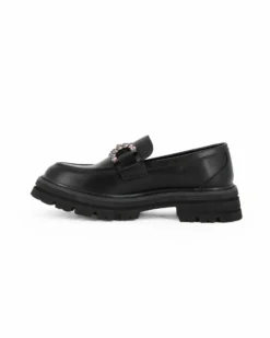 MISS GLOBO - Mocassino nero con morsetto e sottopiede in memory soft