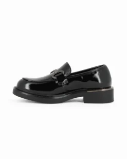 MISS GLOBO - Mocassino nero con moschettone e sottopiede in memory foam