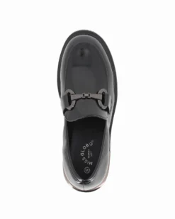 MISS GLOBO - Mocassino nero con moschettone e sottopiede in memory foam