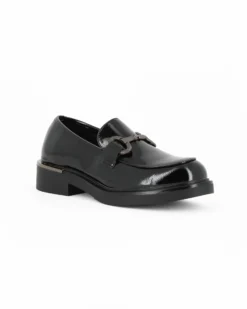 MISS GLOBO - Mocassino nero con moschettone e sottopiede in memory foam