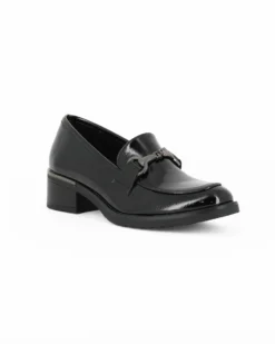 MISS GLOBO - Mocassino nero effetto con morsetto e sottopiede in memory soft