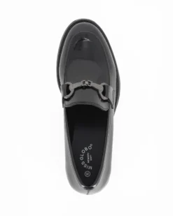 MISS GLOBO - Mocassino nero effetto con morsetto e sottopiede in memory soft
