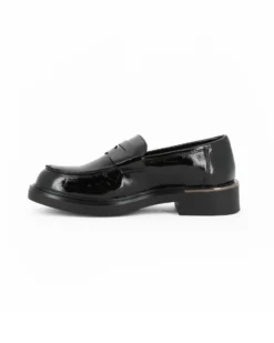 MISS GLOBO - Mocassino nero effetto vernice con sottopiede in memory soft