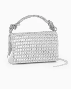 MISS GLOBO - Pochette argento con patta e manico in strass