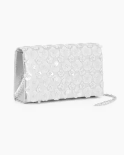 MISS GLOBO - Pochette argento con patta e paillettes, tracollina removibile