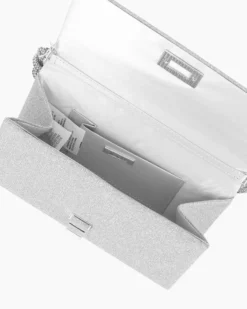 MISS GLOBO - Pochette argento in lurex con manico in strass