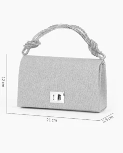 MISS GLOBO - Pochette argento in lurex con manico in strass