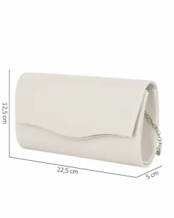 MISS GLOBO - Pochette avorio con patta e dettaglio in metallo argento