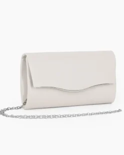 MISS GLOBO - Pochette avorio con patta e dettaglio in metallo argento