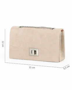 MISS GLOBO - Pochette beige scamosciata con patta e chiusura a girello