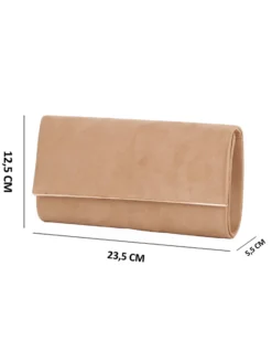 MISS GLOBO - Pochette beige scamosciata e dettaglio oro sulla patta