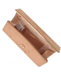 MISS GLOBO - Pochette beige scamosciata e dettaglio oro sulla patta