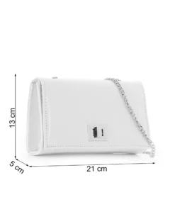 MISS GLOBO - Pochette bianca in vernice con patta e chiusura a girello