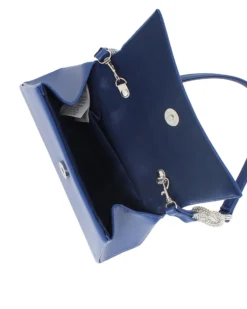 MISS GLOBO - Pochette blu con patta, dettaglio nodi in strass sul manico