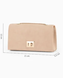 MISS GLOBO - Pochette champagne scamosciata con patta e chiusura a girello