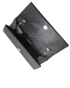 MISS GLOBO - Pochette glitterata nera con filo di strass sulla patta