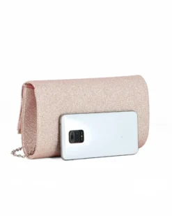 MISS GLOBO - Pochette glitterata rosegold con filo di strass sulla patta