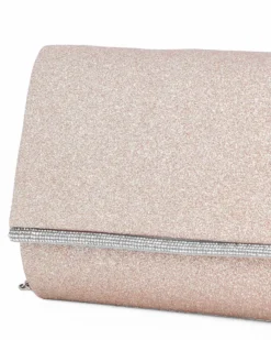 MISS GLOBO - Pochette glitterata rosegold con filo di strass sulla patta