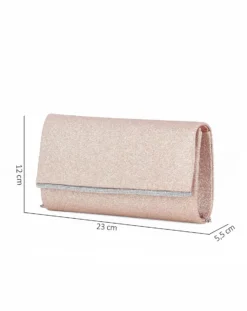 MISS GLOBO - Pochette glitterata rosegold con filo di strass sulla patta