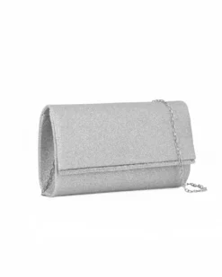 MISS GLOBO - Pochette glitterata argento con filo di strass sulla patta