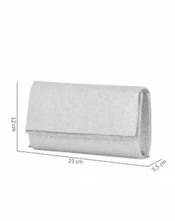 MISS GLOBO - Pochette glitterata argento con filo di strass sulla patta