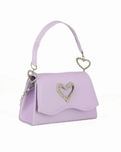 MISS GLOBO - Pochette lilla con patta dettaglio cuore di strass