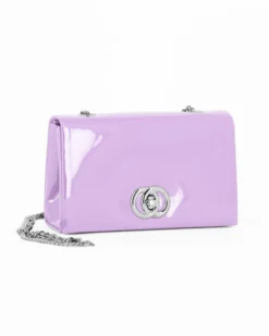 MISS GLOBO - Pochette lilla in vernice con patta e chiusura a girello
