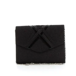 MISS GLOBO - Pochette lurex nera con fasce incrociate sulla patta