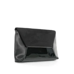 MISS GLOBO- Pochette multimateriale con bordo metallico su patta