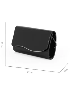 MISS GLOBO - Pochette nera effetto vernice con patta e dettaglio argento