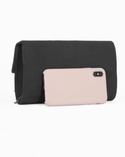MISS GLOBO - Pochette nera effetto scamosciato con patta e chiusura in metallo