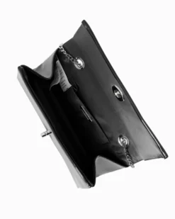 MISS GLOBO - Pochette nera in vernice con patta e chiusura a girello