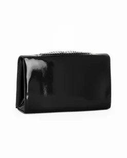MISS GLOBO - Pochette nera in vernice con patta e chiusura a girello